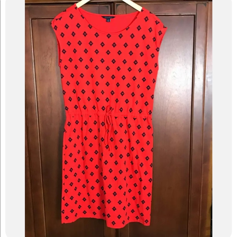 Tommy Hilfiger Orange Dimond Shape Knit Sleeveless Dress Size M